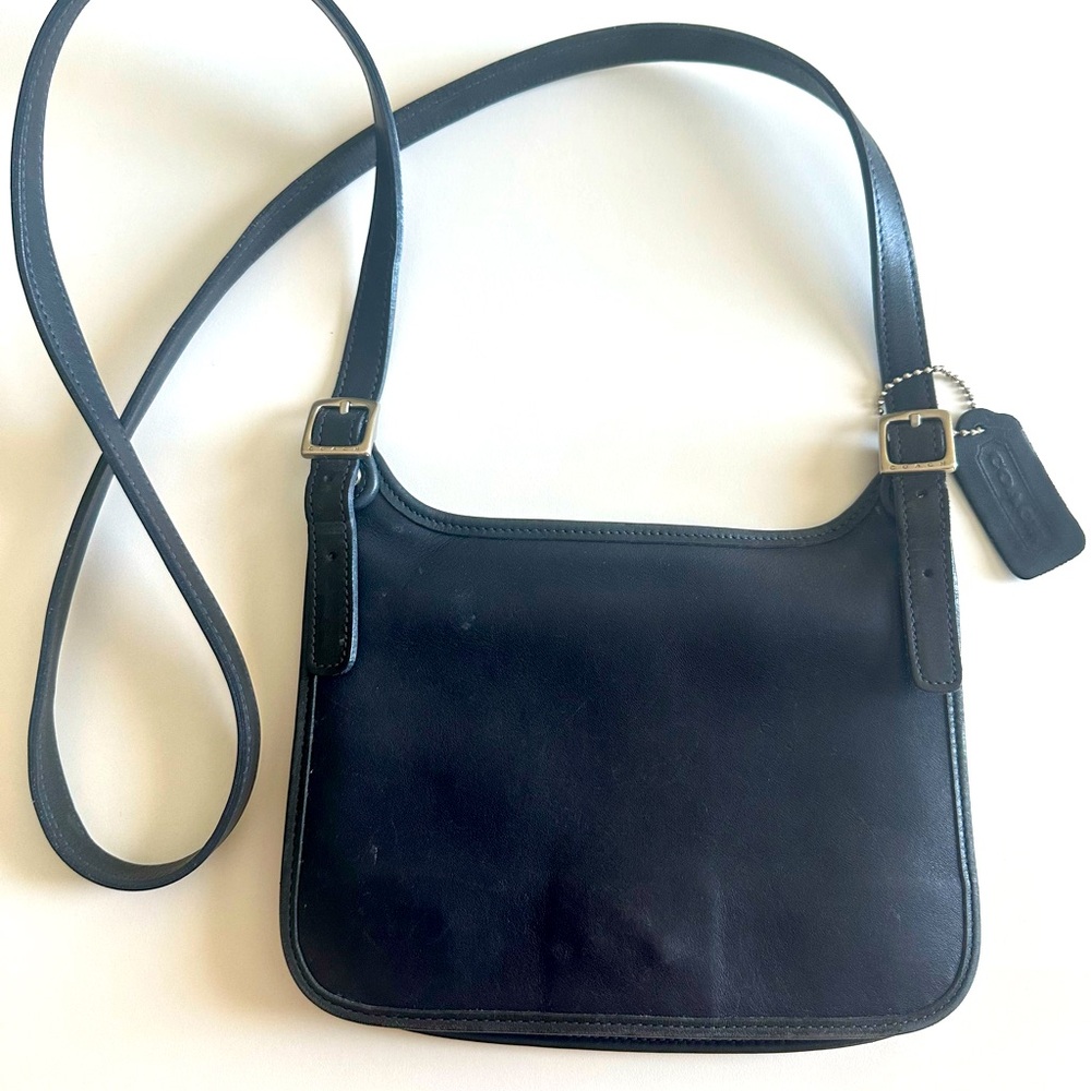 Vintage COACH 9132 Legacy Hippie Mini Slim Saddle Black Leather Crossbody Bag